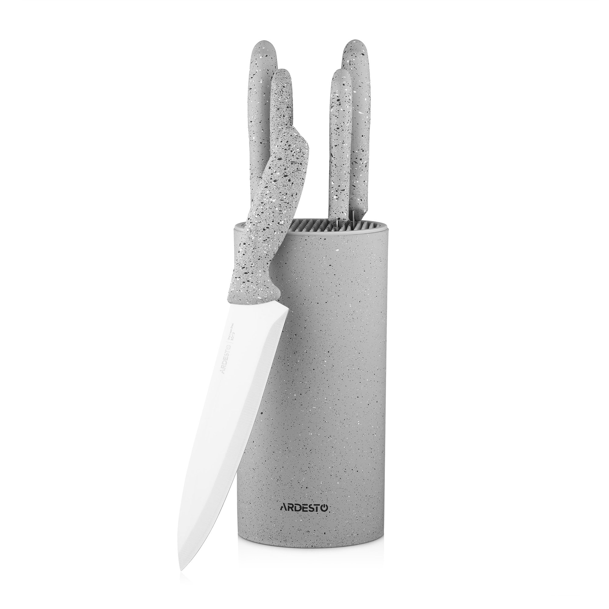 Набір ножів Ardesto Gemini з блоком, сірий, 6 предметів (AR2106GR)